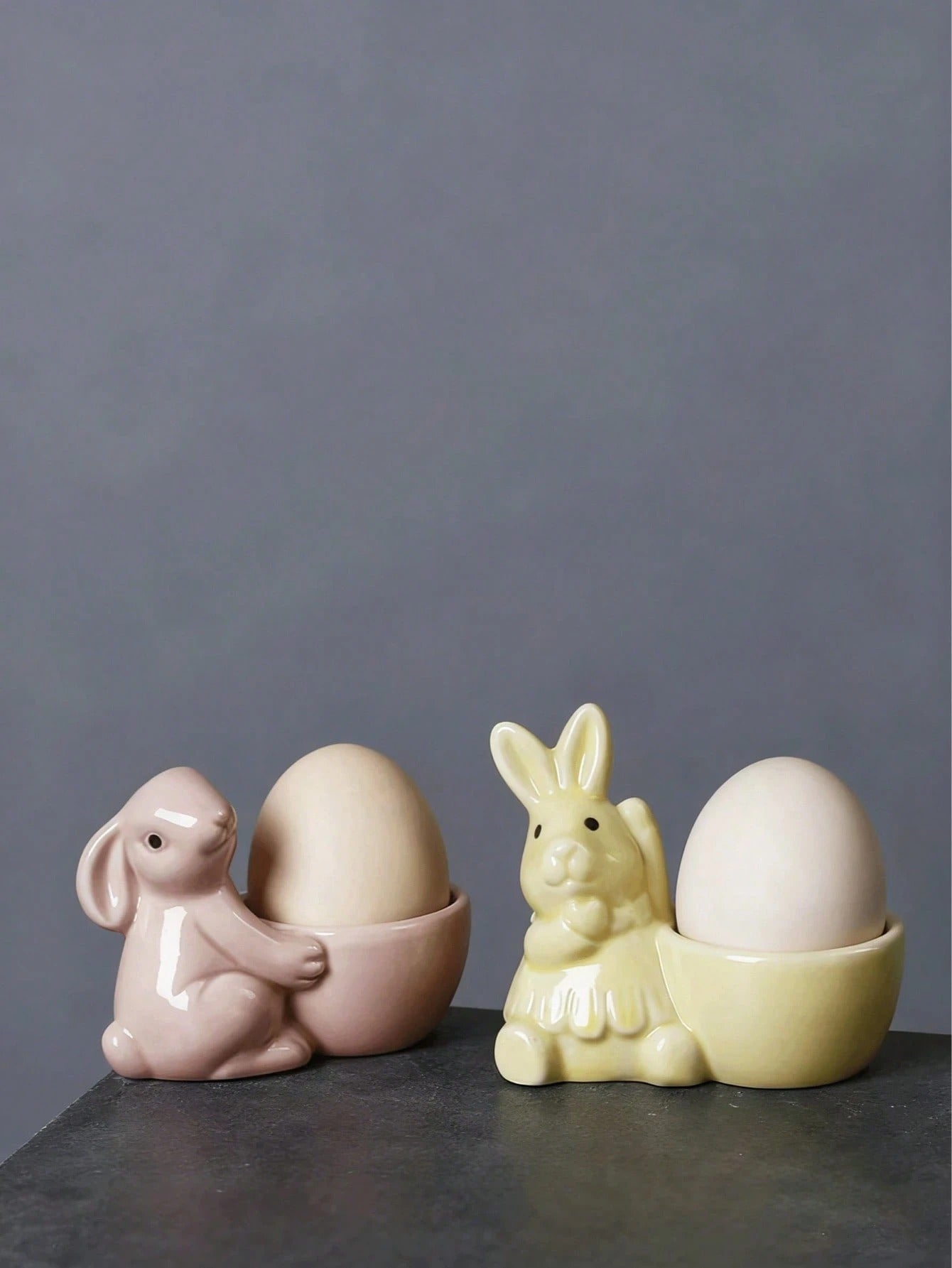 SHEIN كأس تخزين بيض بشكل أرنب من الراتنج للديكور المنزلي والمكتب