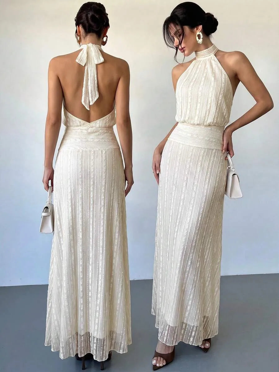 SHEIN Firerie فستان ماكسي محبوك بلون مشمشي بنقشة جاكار