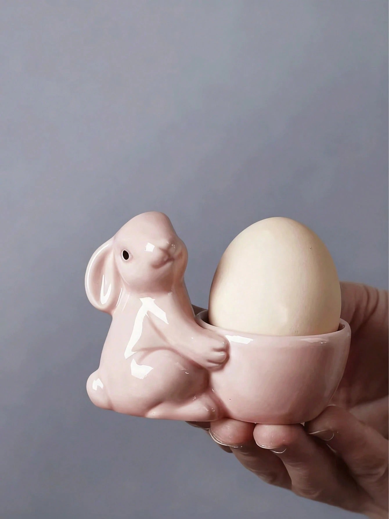 SHEIN كأس تخزين بيض بشكل أرنب من الراتنج للديكور المنزلي والمكتب