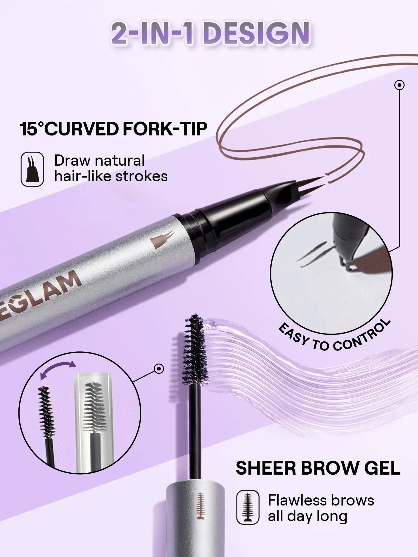 SHEGLAM Real Flow قلم تصفيف الحواجب محدد دقيق
