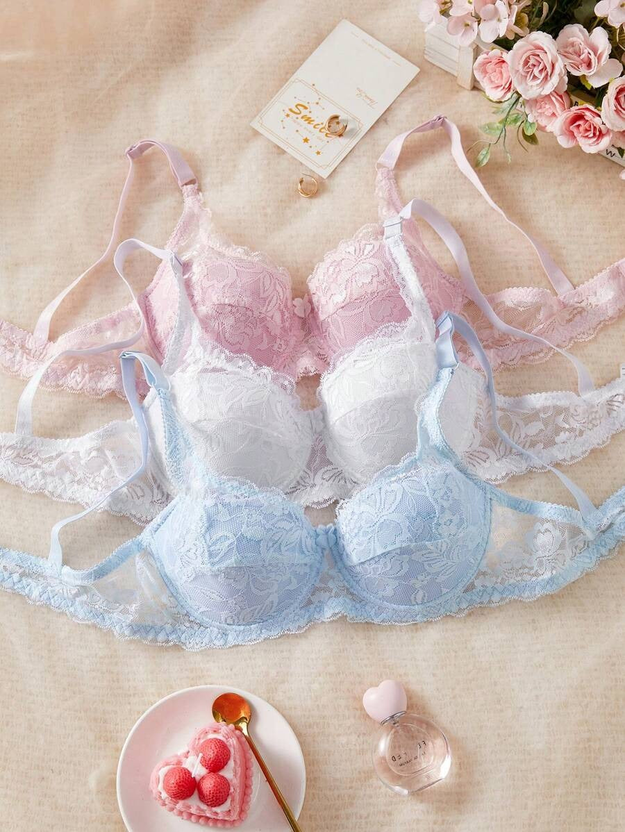 SHEIN طقم 3 قطع  حمالة صدر دانتيل