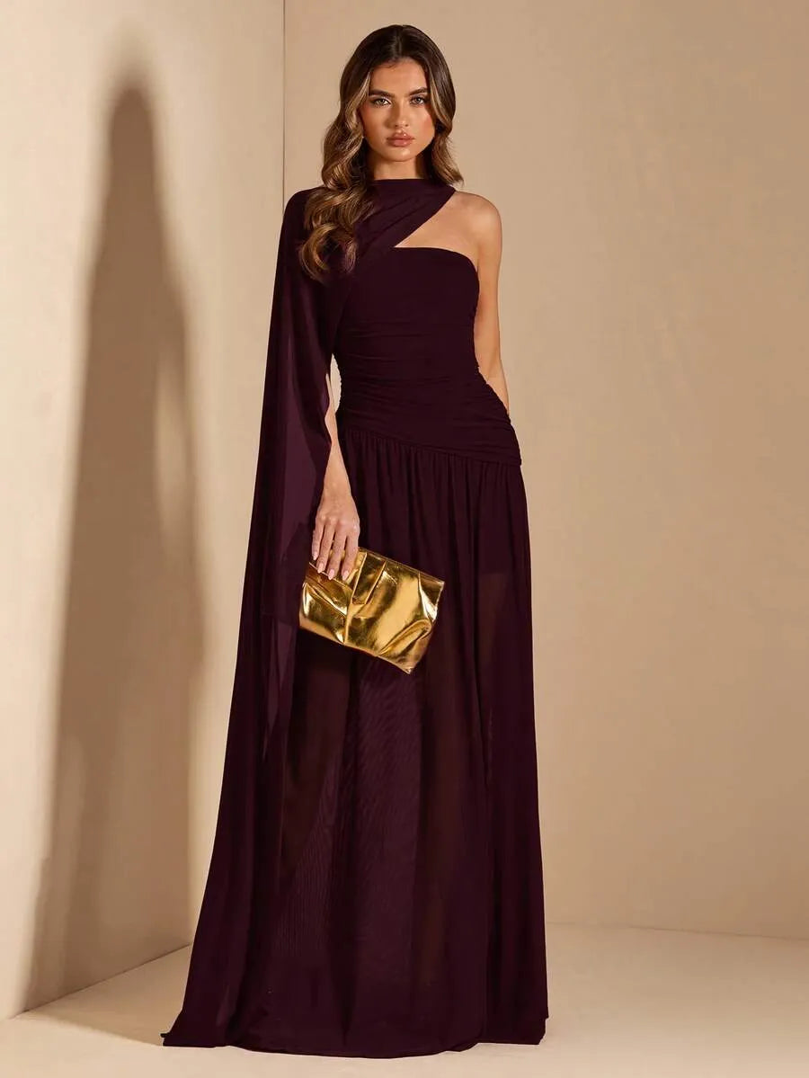 SHEIN BAE A فستان أنيق بدون أكمام بخطوط مجعدة على شكل حرف