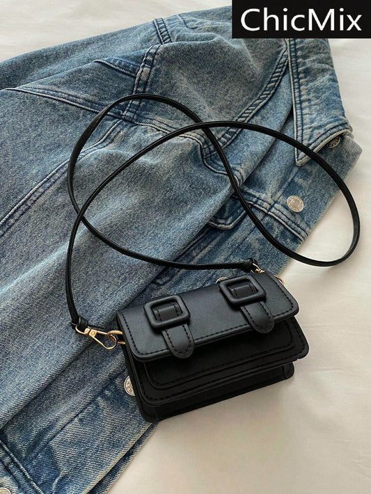 SHEIN حقيبة كتف صغيرة قابلة للقلب بلون أسود