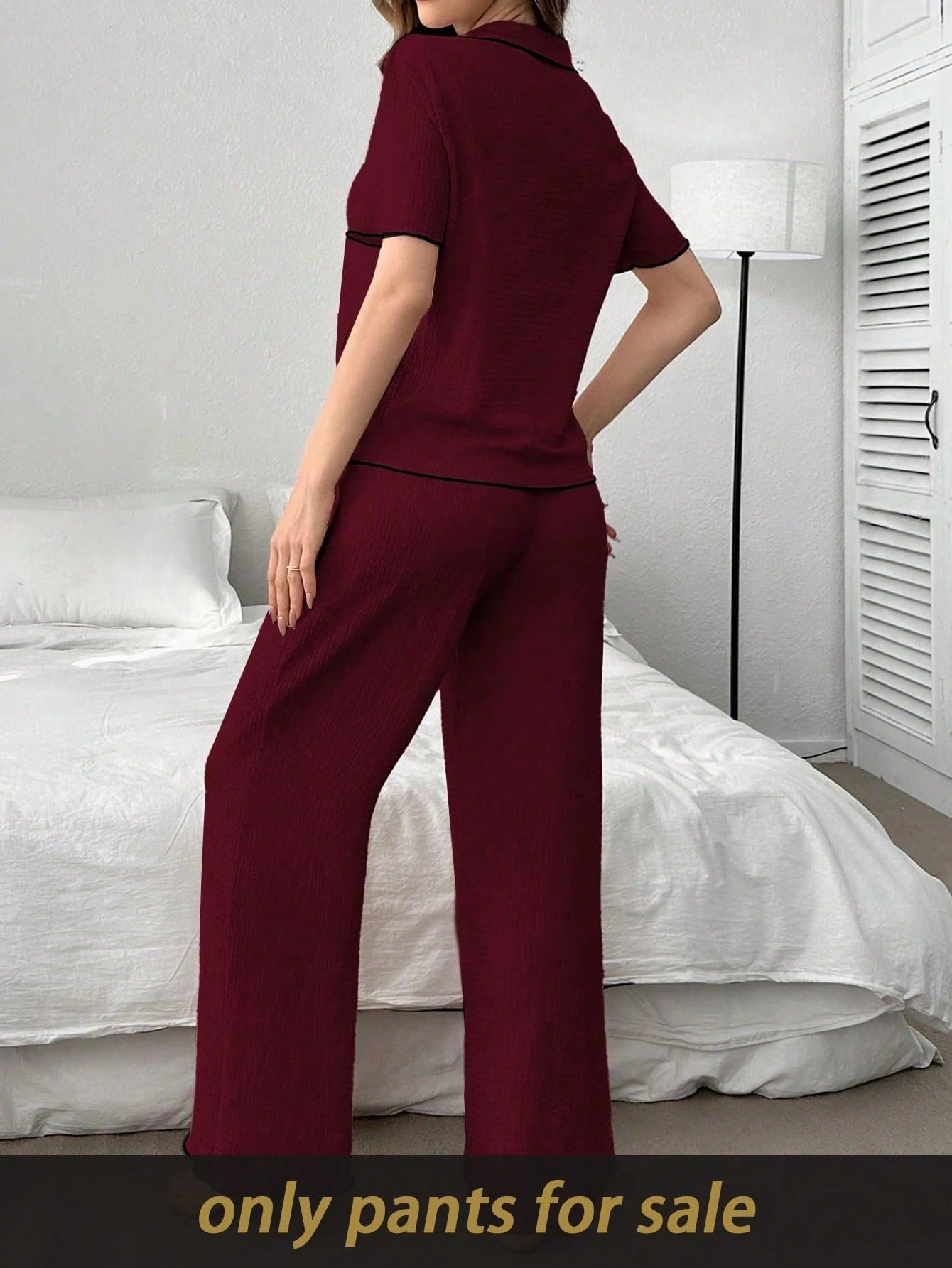 SHEIN بنطلون نسائي جاكارد مضلع بألوان متباينة للخريف والشتاء