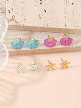 SHEIN طقم أقراط (8 قطع) بلمسة بحرية