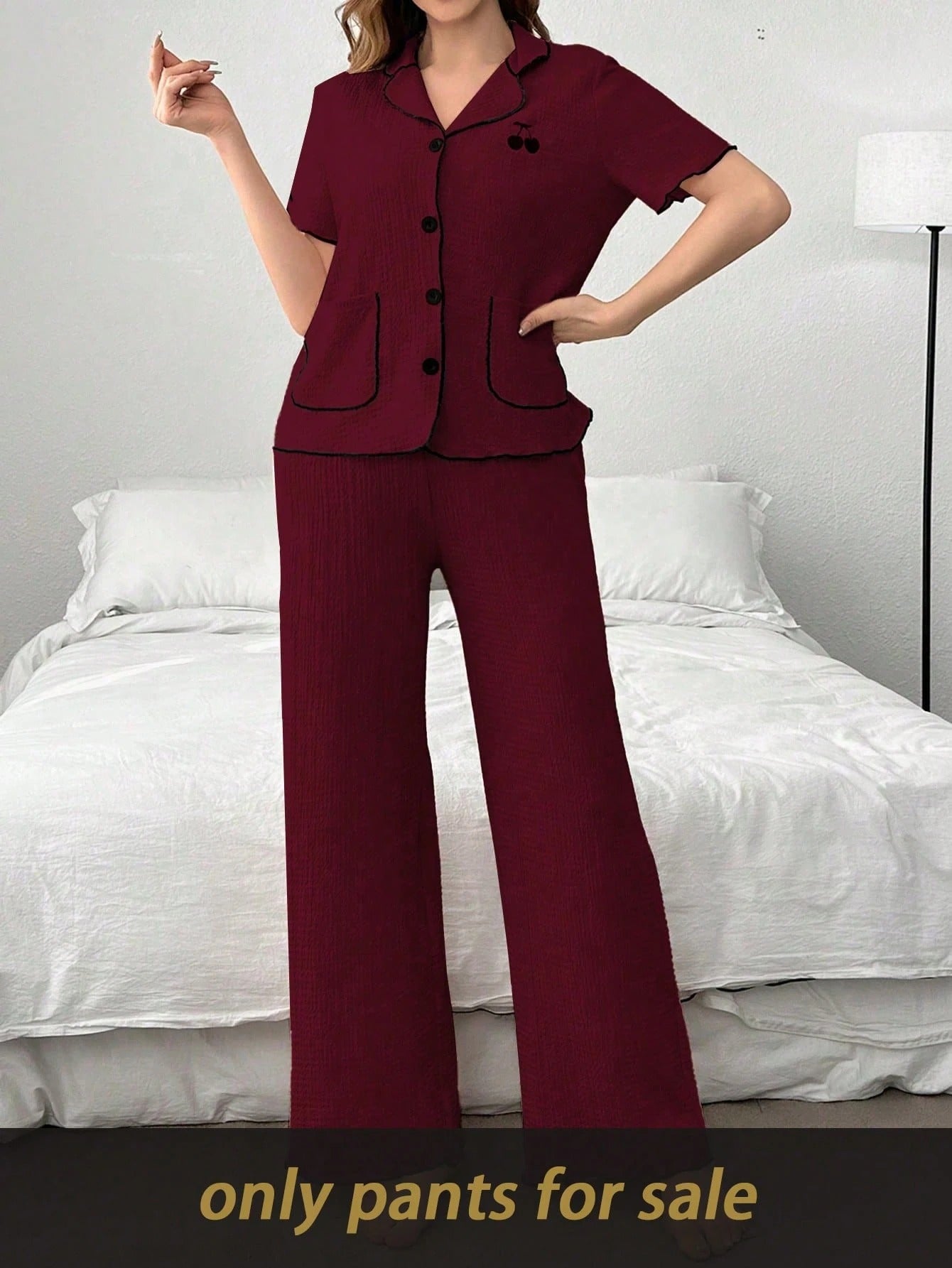 SHEIN بنطلون نسائي جاكارد مضلع بألوان متباينة للخريف والشتاء