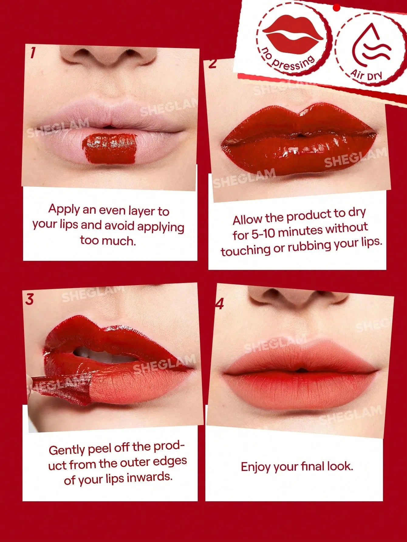 SHEGLAM Lip Tint أحمر شفاه سائل قابل للتقشير