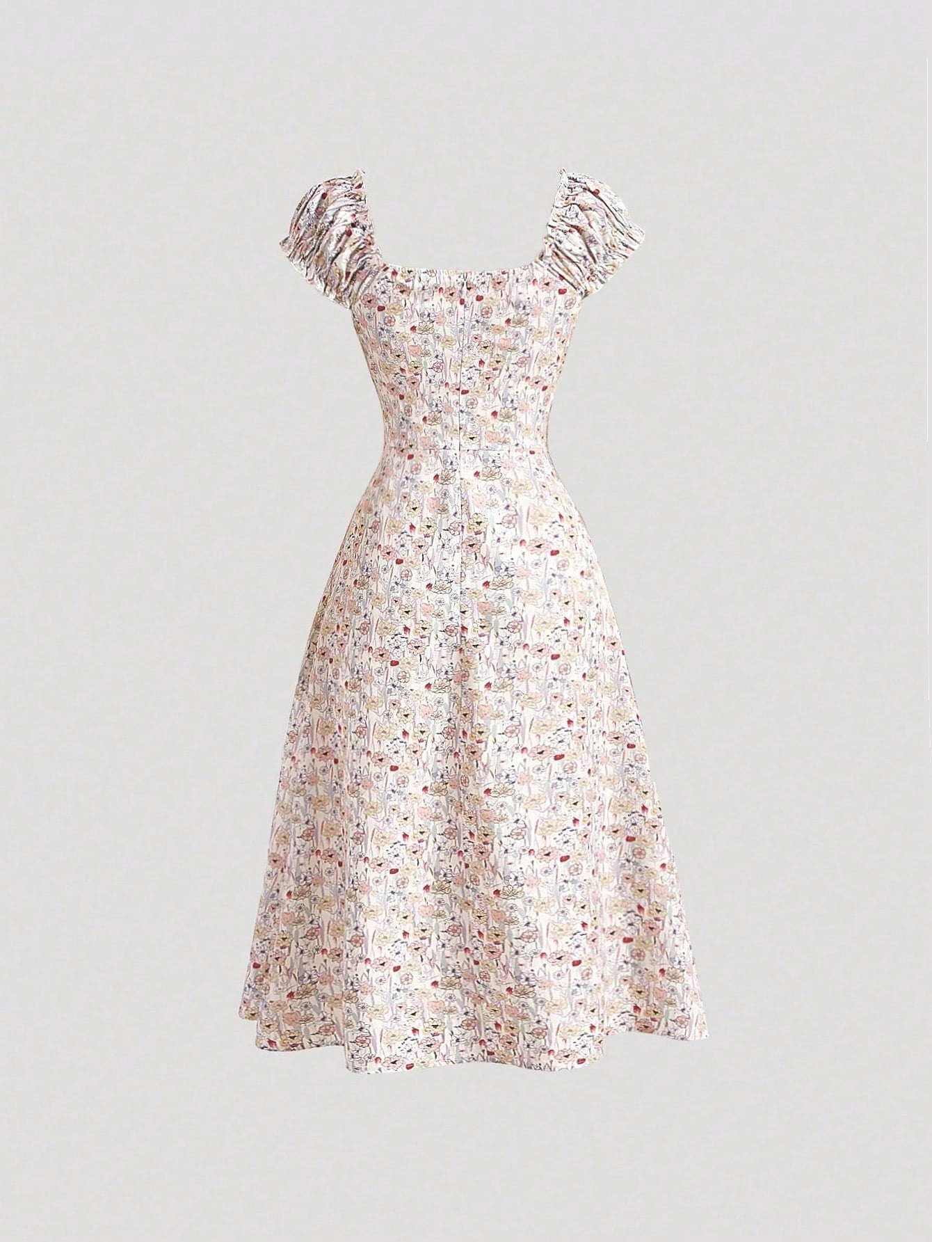SHEIN MOD فستان بطباعة أزهار أقحوان بطية صدر وفتحة للفخذ