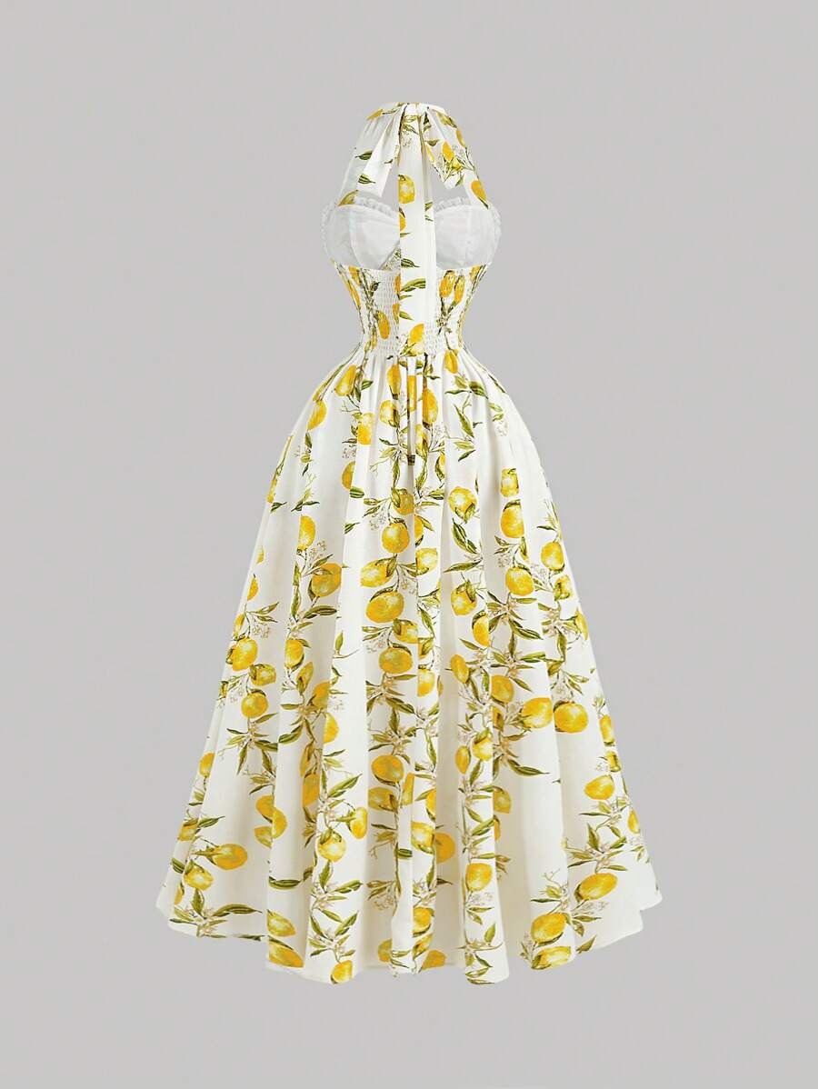 SHEIN MOD فستان متوسط الطول نعومة وأناقة بطبعات صيفية