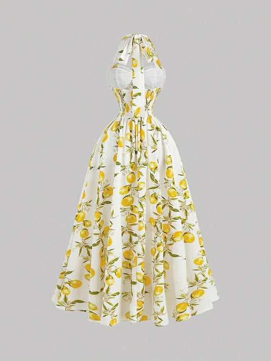 SHEIN MOD فستان متوسط الطول نعومة وأناقة بطبعات صيفية