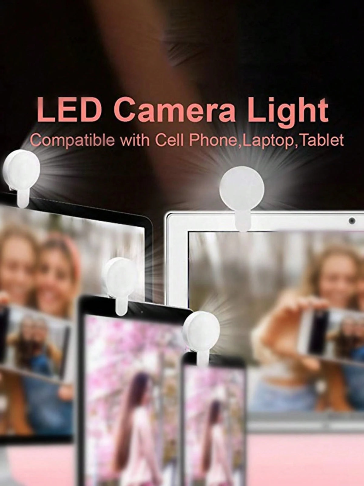 SHEIN LED ضوء سيلفي حلقي  محمول بمشبك أبيض