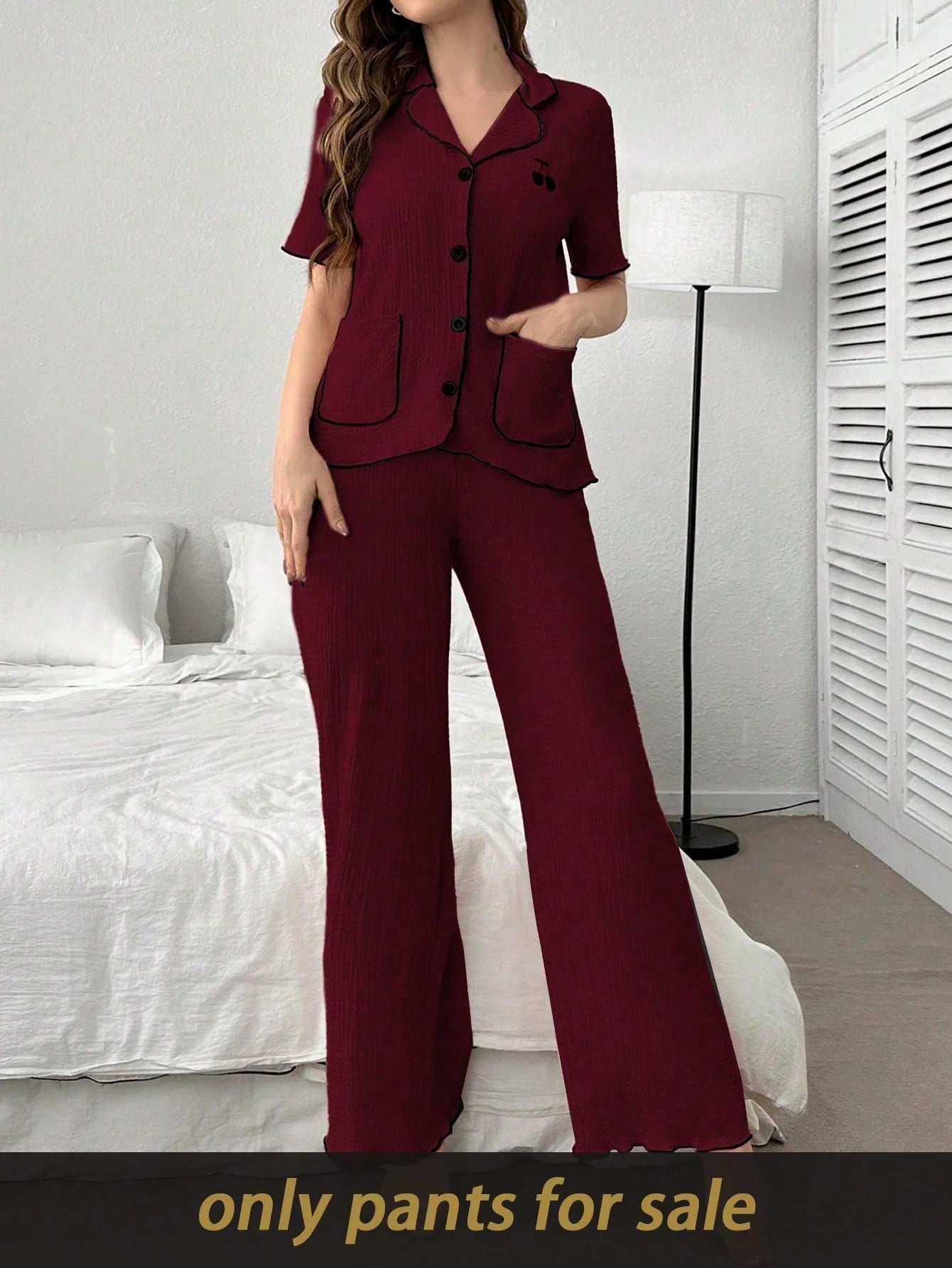 SHEIN بنطلون نسائي جاكارد مضلع بألوان متباينة للخريف والشتاء