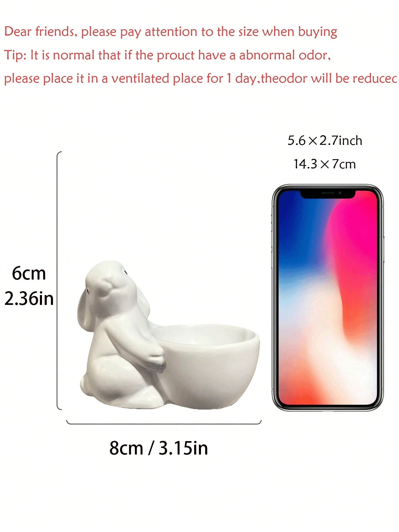 SHEIN كأس تخزين بيض بشكل أرنب من الراتنج للديكور المنزلي والمكتب