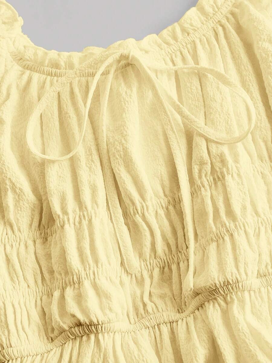 SHEIN MOD فستان أصفر بتصميم مطوي وبسيط
