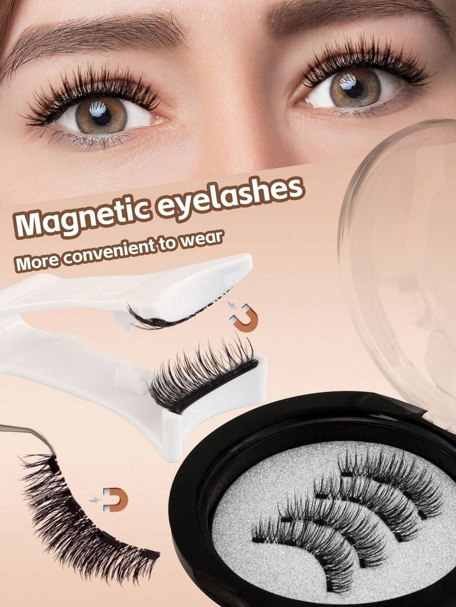 SHEIN طقم 4 قطع آيلاينر ورموش مغناطيسية طبيعية