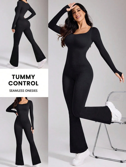 SHEIN Studio Sport جمبسوت رياضي متماسك مع ثقوب للإبهام