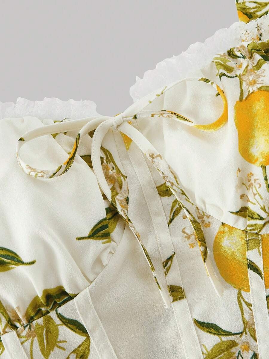 SHEIN MOD فستان متوسط الطول نعومة وأناقة بطبعات صيفية