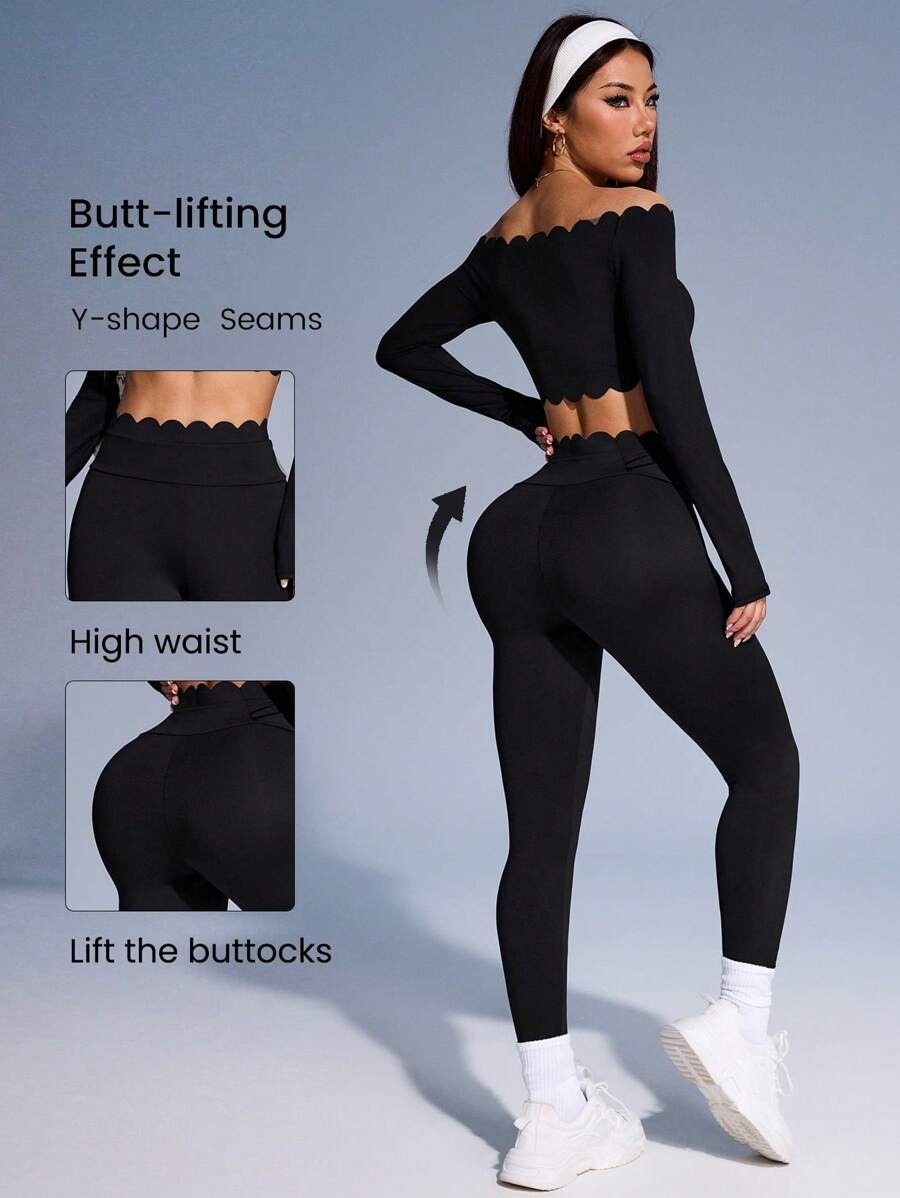 SHEIN طقم رياضي نسائي مزين بأزهار أسود