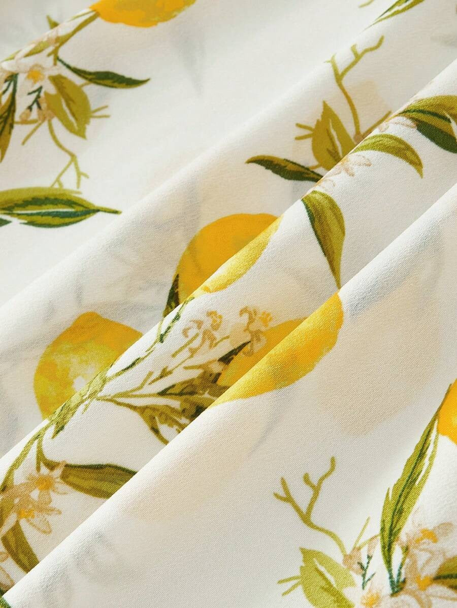 SHEIN MOD فستان متوسط الطول نعومة وأناقة بطبعات صيفية