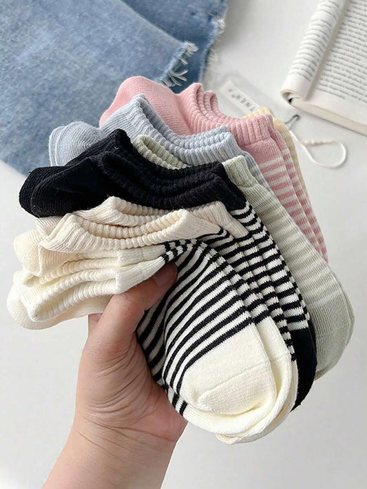 SHEIN مجموعة 5 أزواج جوارب كاحل نسائية