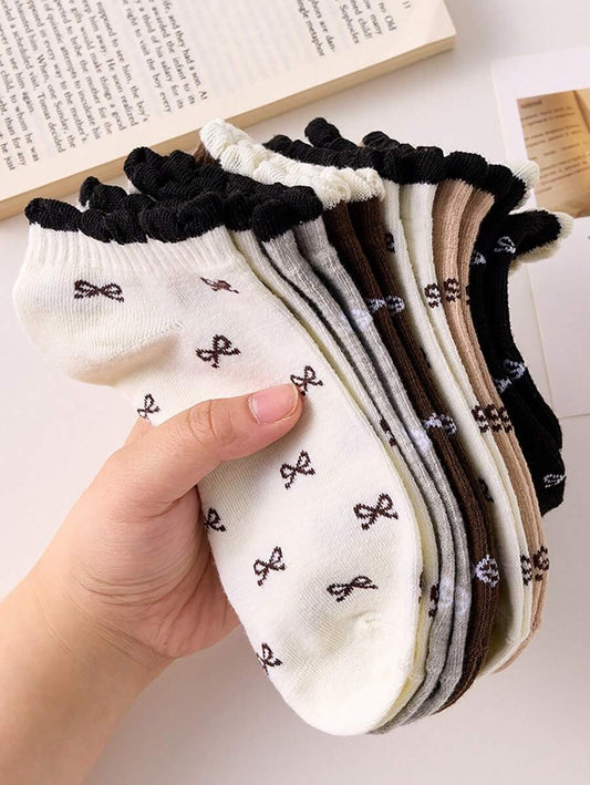 SHEIN جوارب كاحل نسائية 5 ازوراج بزهرة فرنسية