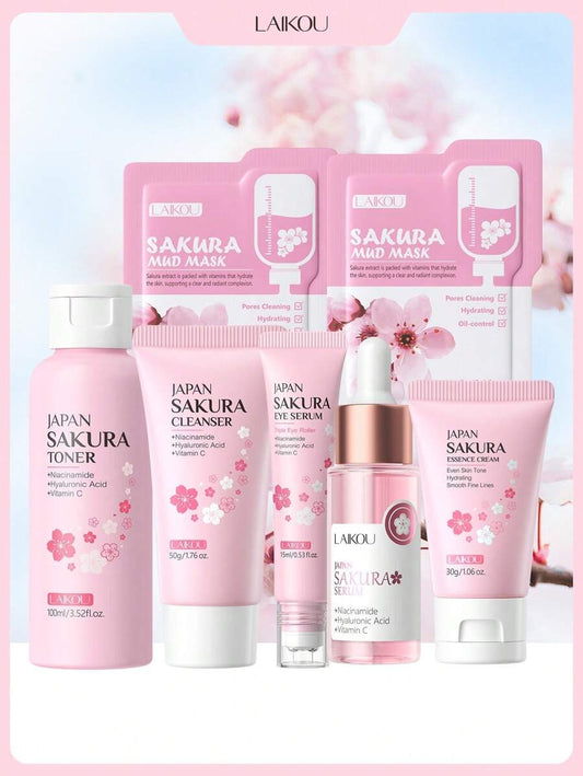 LAIKOU طقم هدايا عناية بالبشرة بالكرز الياباني 5 قطع