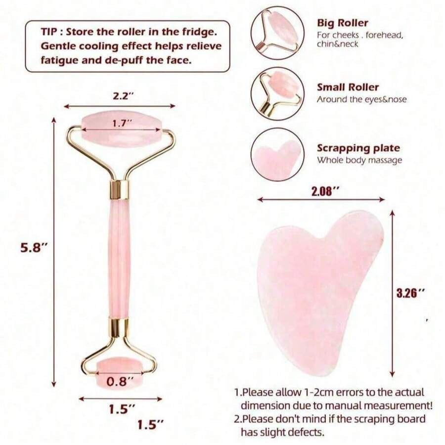 SHEIN مجموعة 2 قطعة أداة تدليك جوا شا وردية