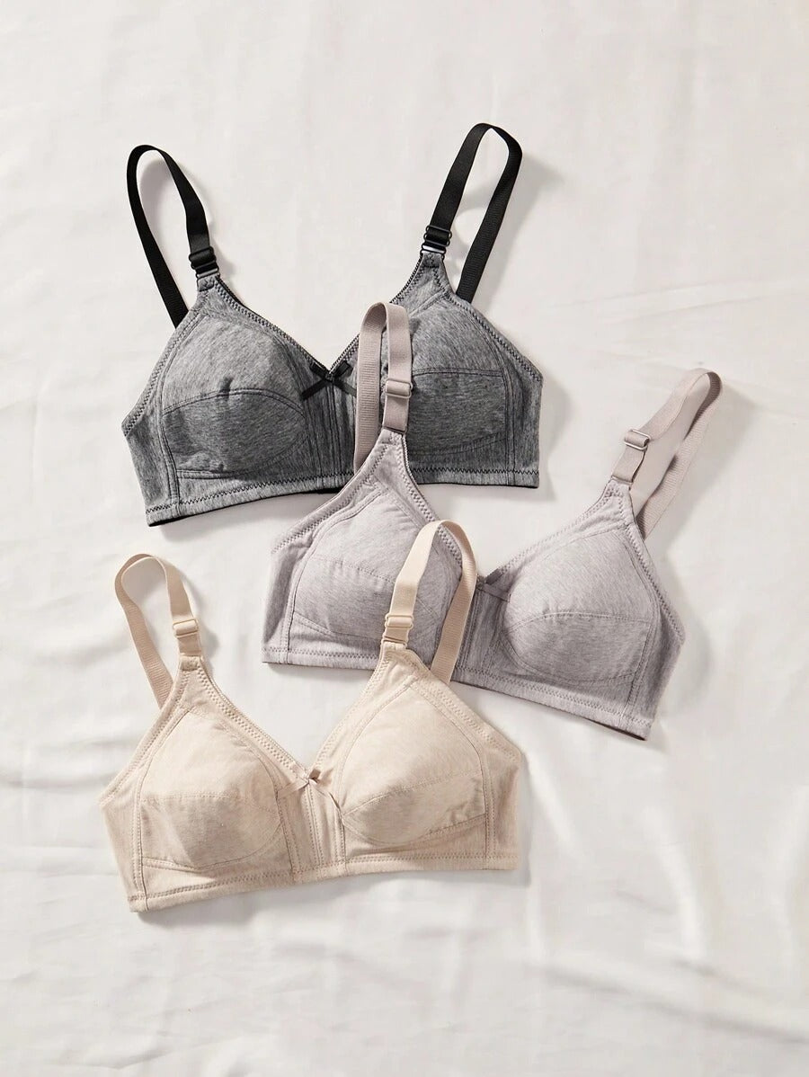 SHEIN طقم مكون من 3 حمالات صدر بلون موحد