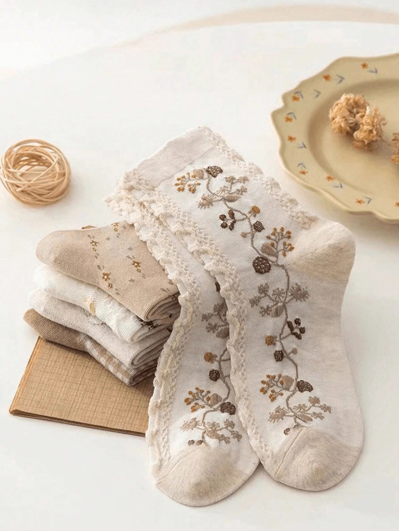SHEIN جوارب نسائية 5 أزواج مبطنة