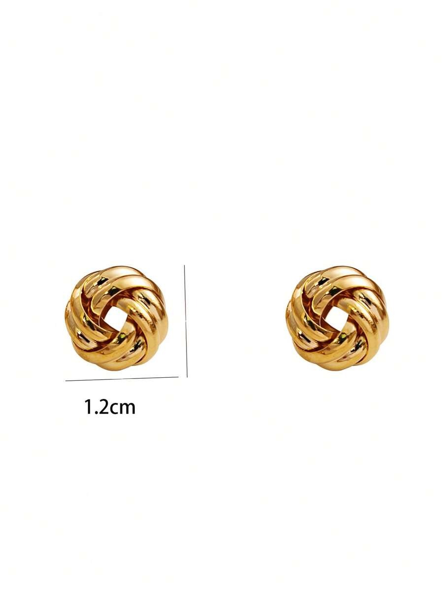 SHEIN زوج أقراط مضفرة خفيفة باللون الذهبي