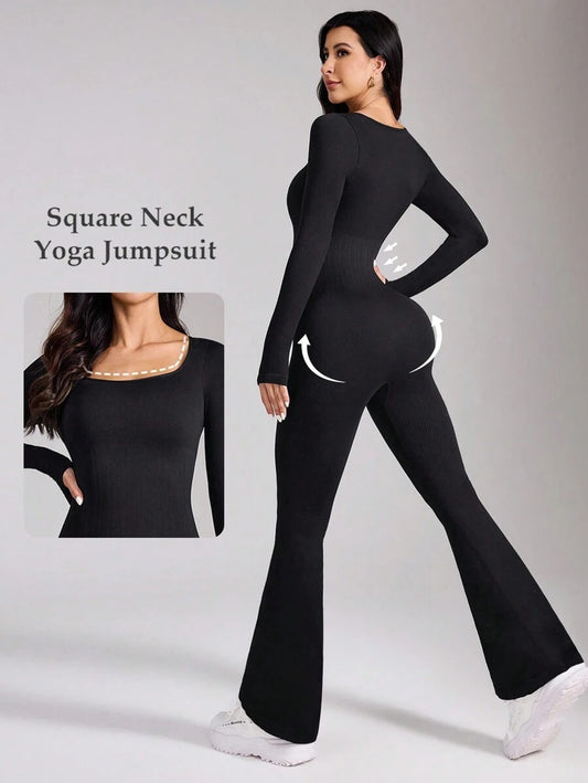 SHEIN Studio Sport جمبسوت رياضي متماسك مع ثقوب للإبهام