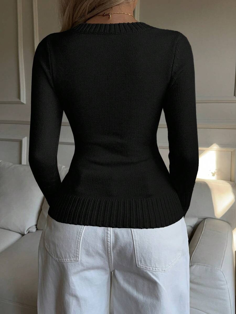 SHEIN EZwear  كنزة صوفية سوداء