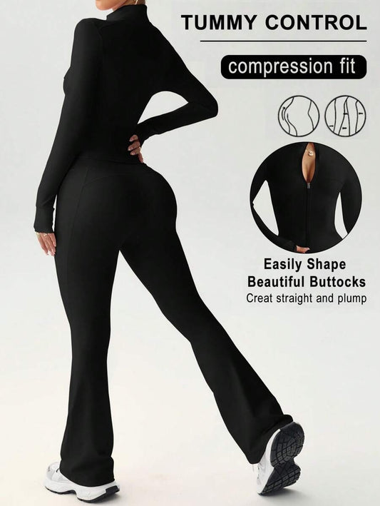 SHEIN طقم رياضي نسائي من قطعتين بلون أسود