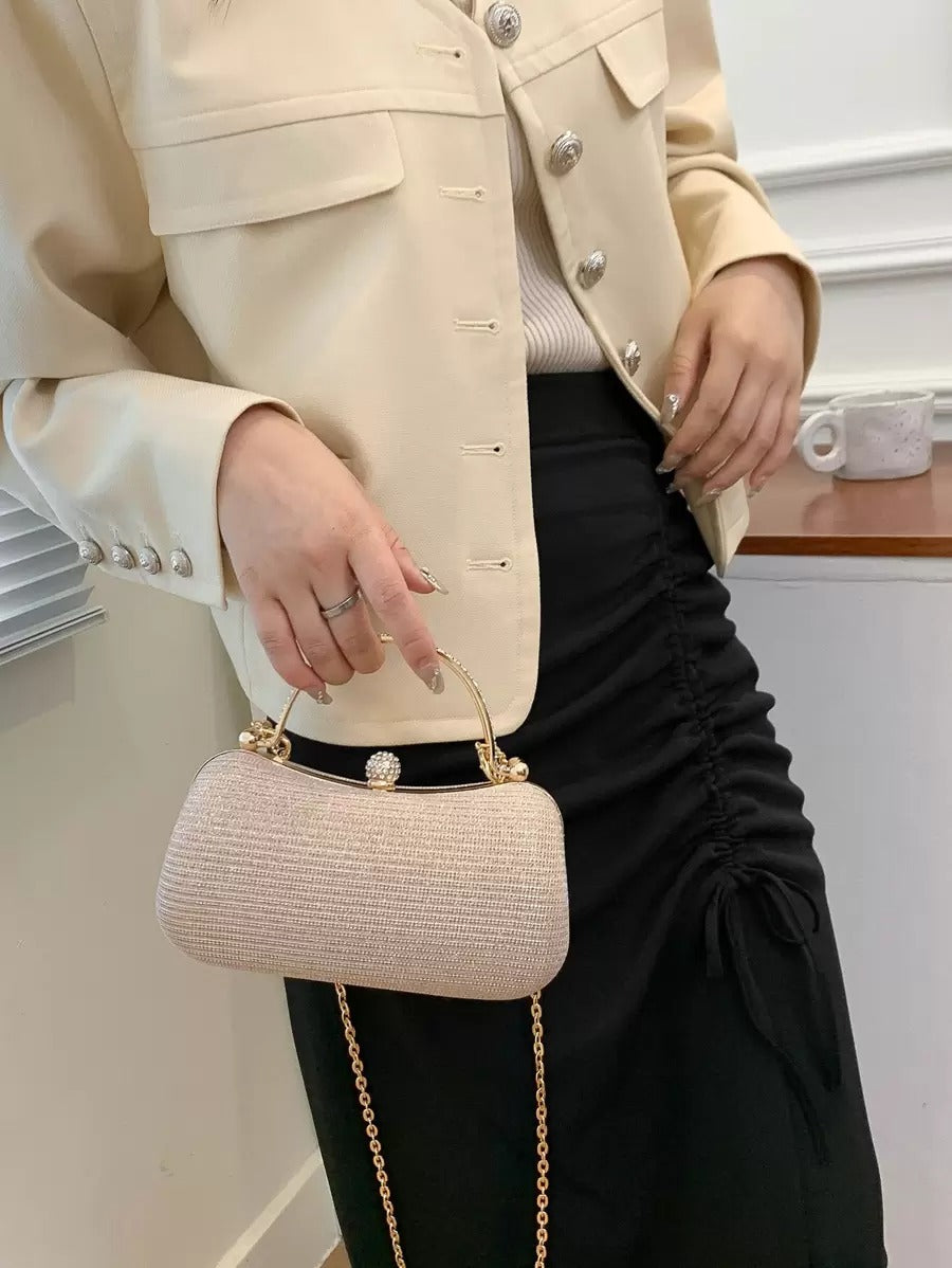 SHEIN حقيبة سهرة ميني براقة ذهبية