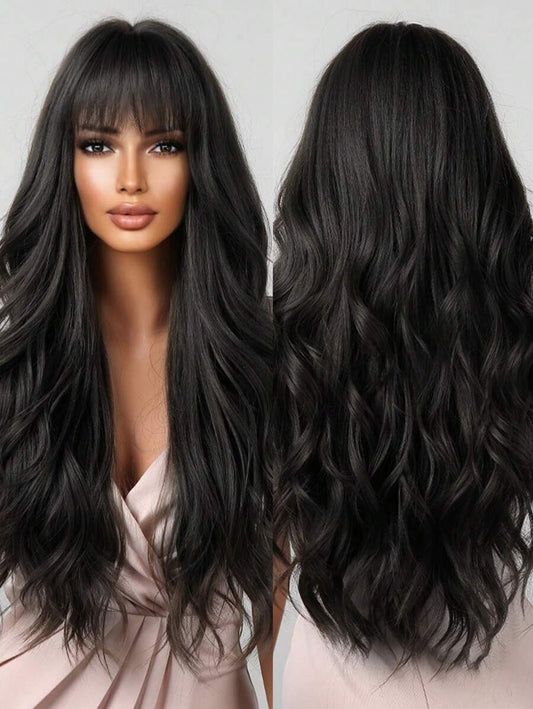 SHEIN باروكة شعر أسود طويل مجعد