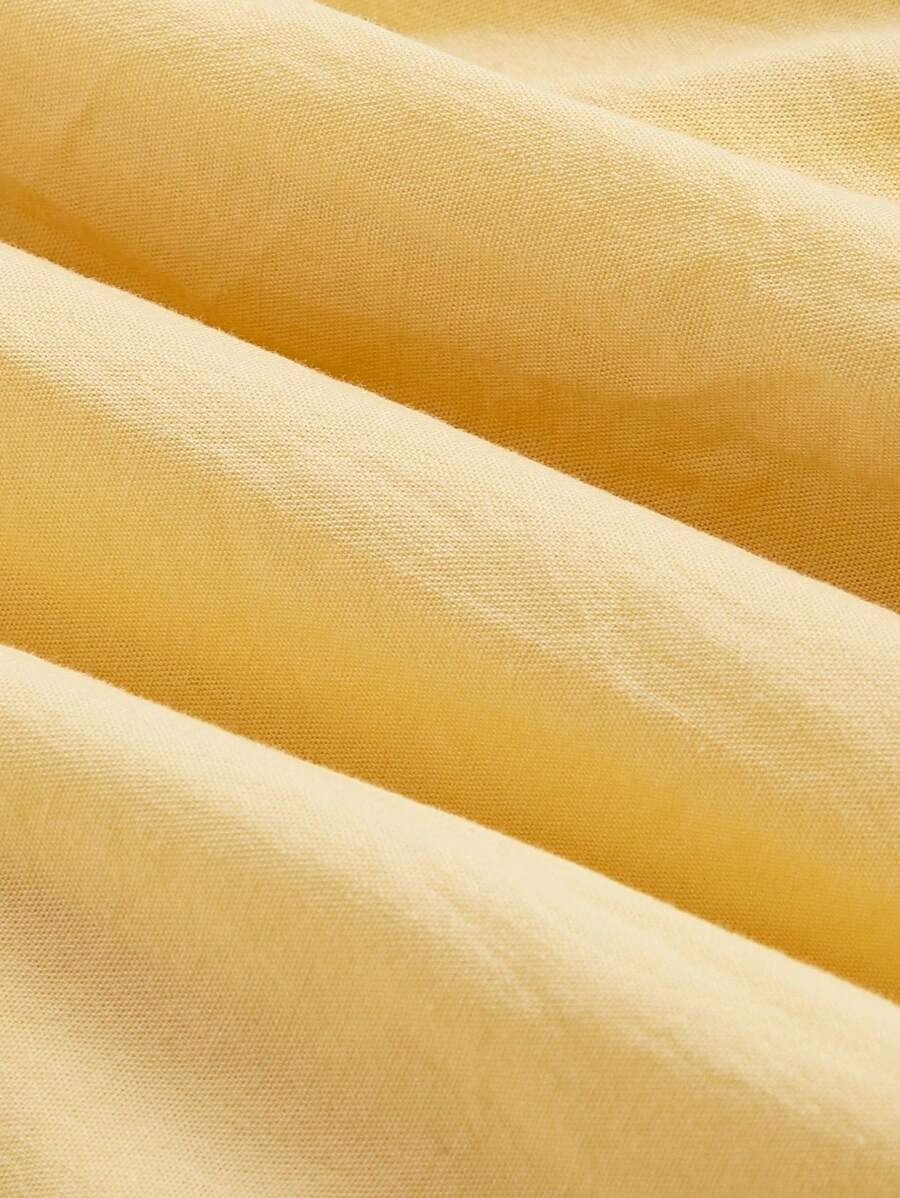 SHEIN MOD فستان اصفر كامي بحواف راهية وربطة أمامية