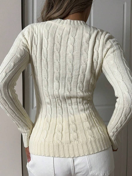 SHEIN كنزة صوفية بلون بيج