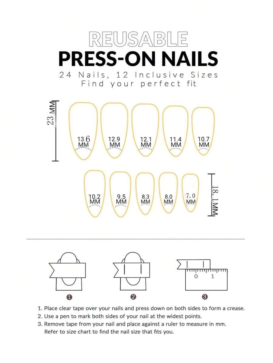 SHEIN طقم أظافر صناعية 24 قطعة لوزي أخضر وردي مع جل ومبرد