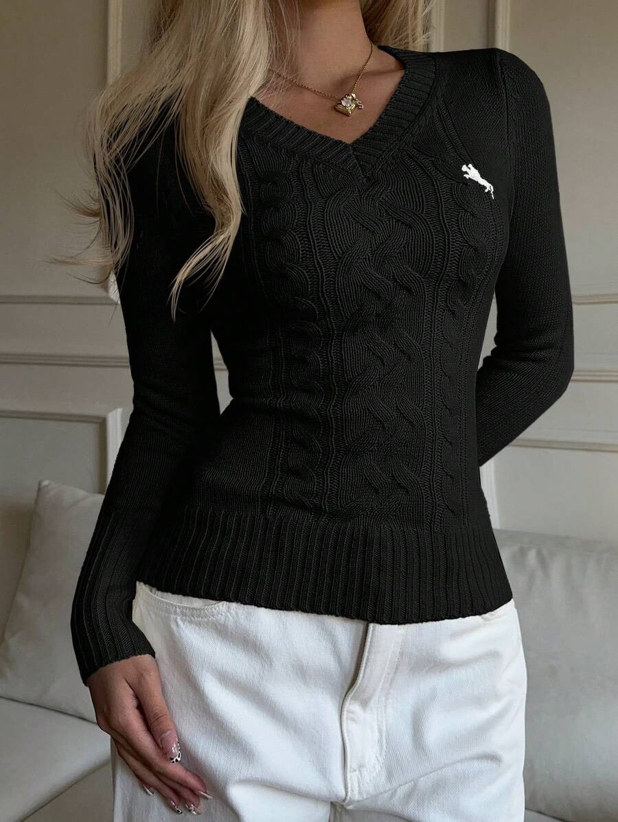 SHEIN EZwear  كنزة صوفية سوداء