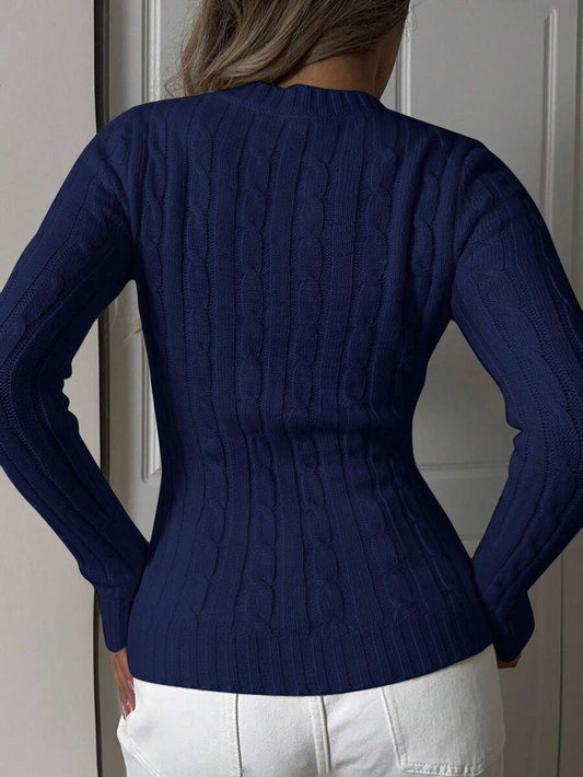 SHEIN كنزة صوفية بلون أزرق بحري