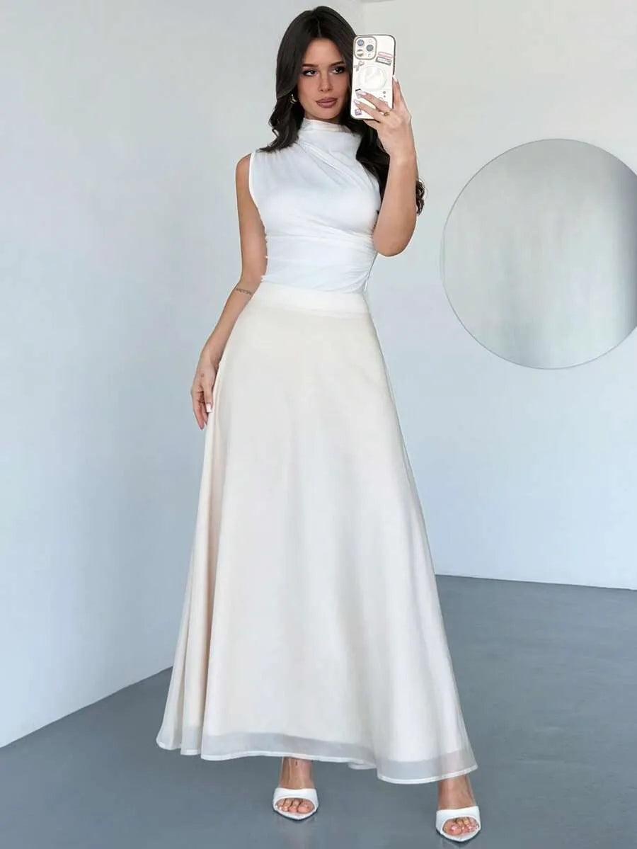 SHEIN Firerie تنورة شيفون طويلة أنيقة من