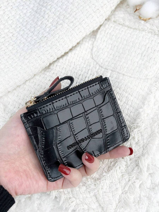 SHEIN SOUTHLAND KANGAROO محفظة صغيرة منقوشة بسحاب لون أسود