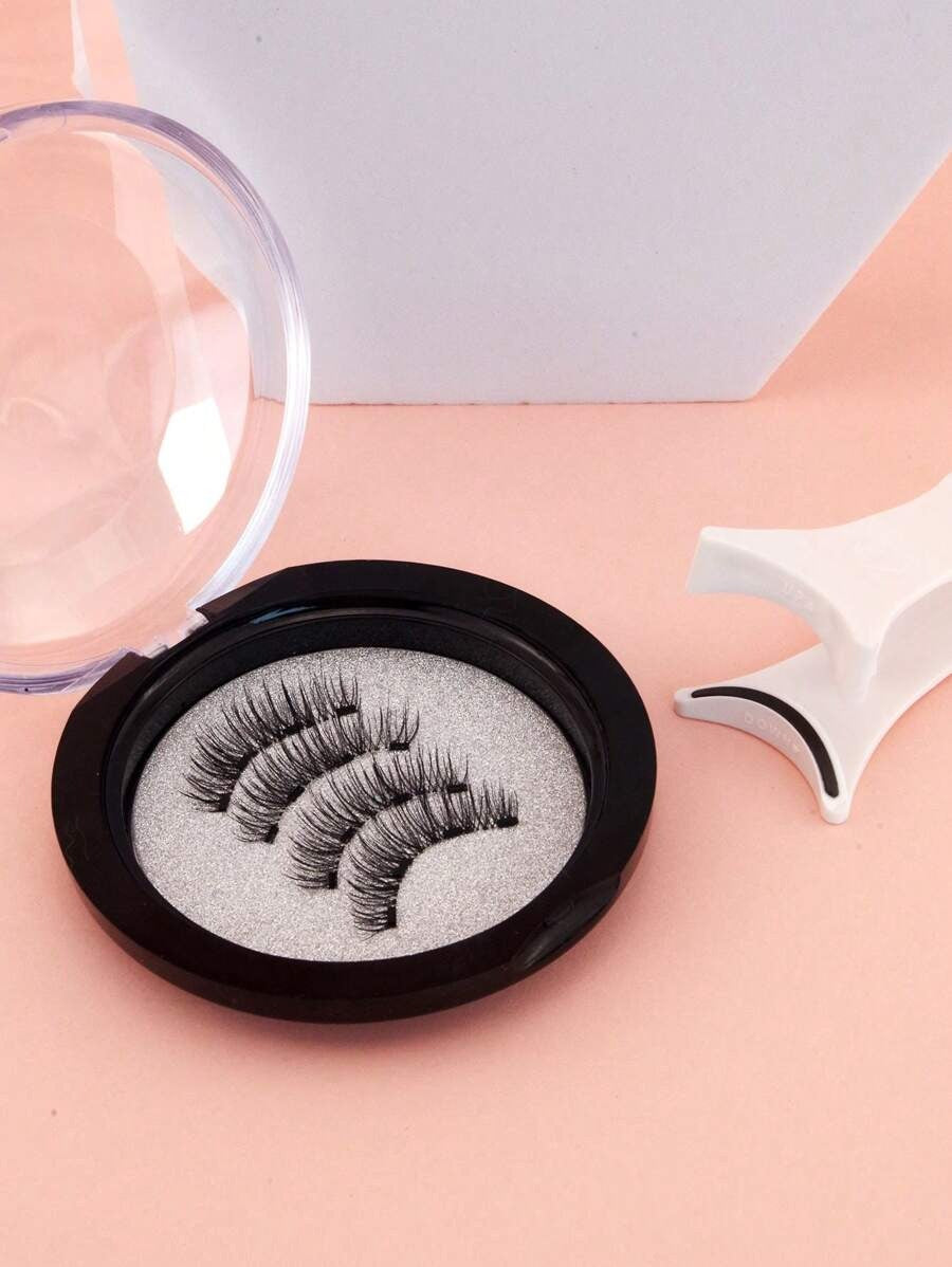 SHEIN طقم 4 قطع آيلاينر ورموش مغناطيسية طبيعية