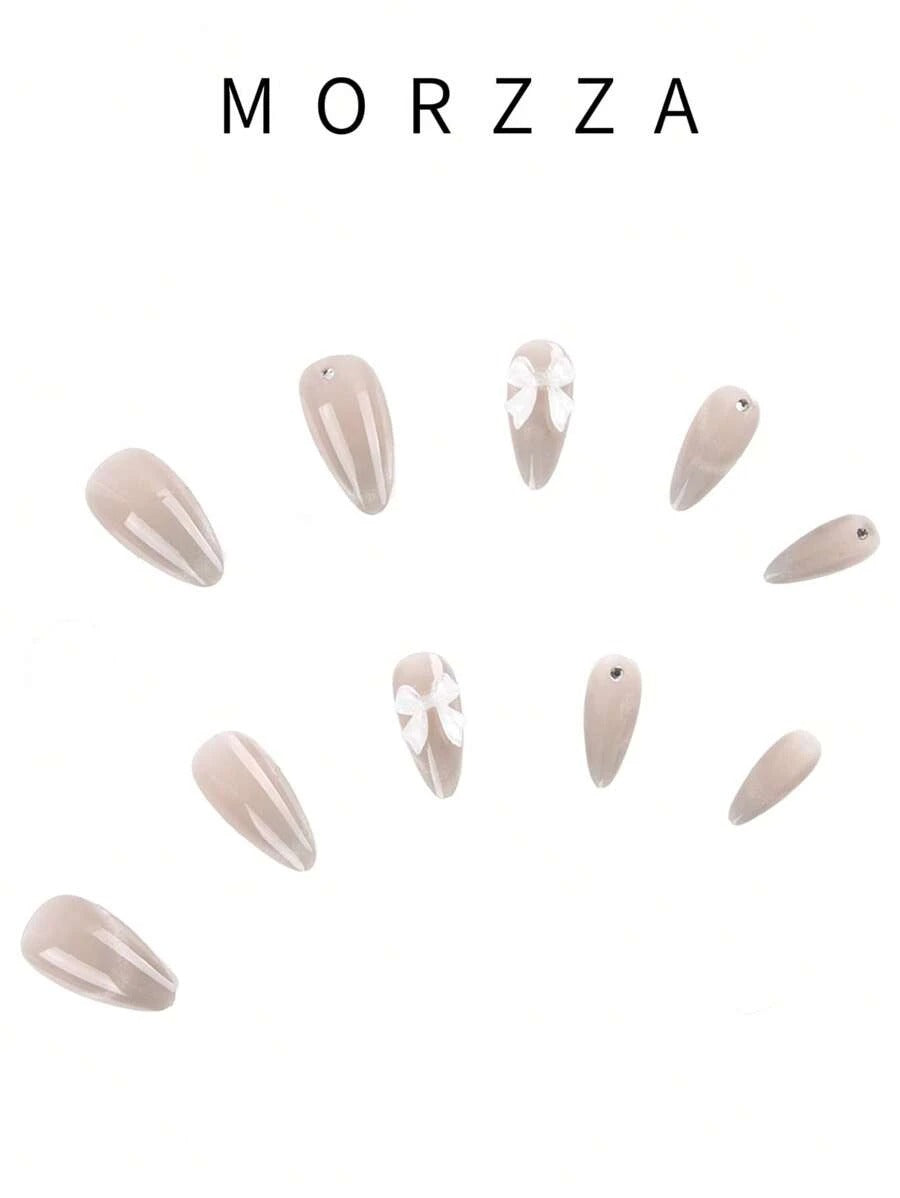 SHEIN مجموعة أظافر 24 قطعة قصيرة باللون الرمادي