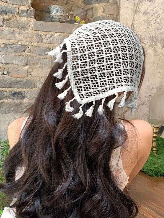 SHEIN وشاح شاطئي أبيض للشعر