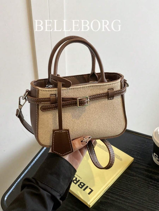 SHEIN حقيبة يد صغيرة بتصميم عتيق بني داكن
