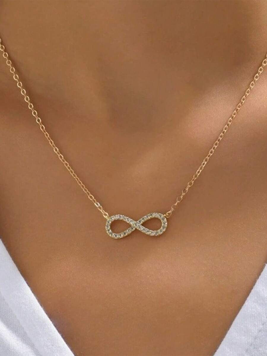 SHEIN قلادة ناعمة على شكل رمز اللانهاية بلون ذهبي
