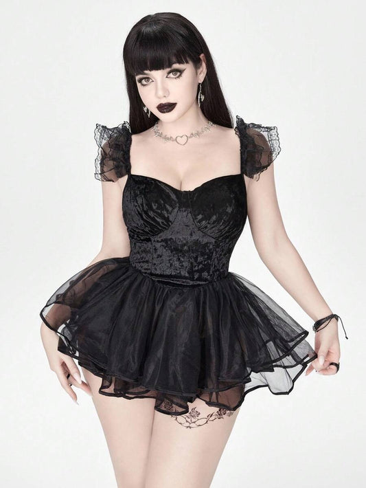 SHEIN فستان لانجيري لوليتا مخملي أسود