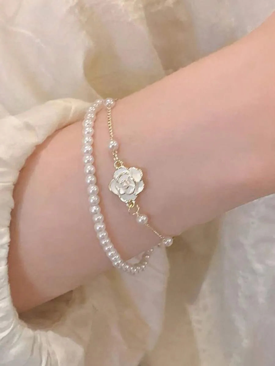 SHEIN Clariva مجموعة 12 قطعة خواتم نسائية مزينة باللؤلؤ وحجر الراين بلون ذهبي