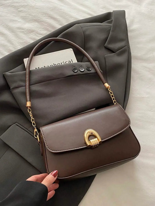SHEIN حقيبة كتف معدنية صلبة أنيقة ومتعددة الوظائف